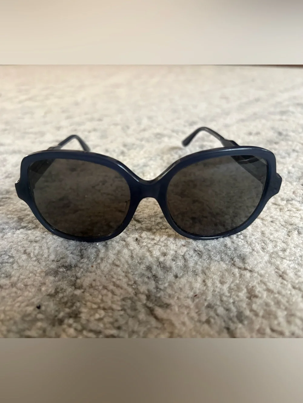Bottega Veneta Women's Dark Blue Sunglasses with Intrecciato Temple Detail